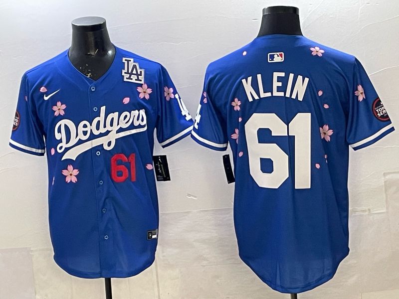 Men 2025 Nike Los Angeles Dodgers #61 Klein Blue Game MLB Jersey 05